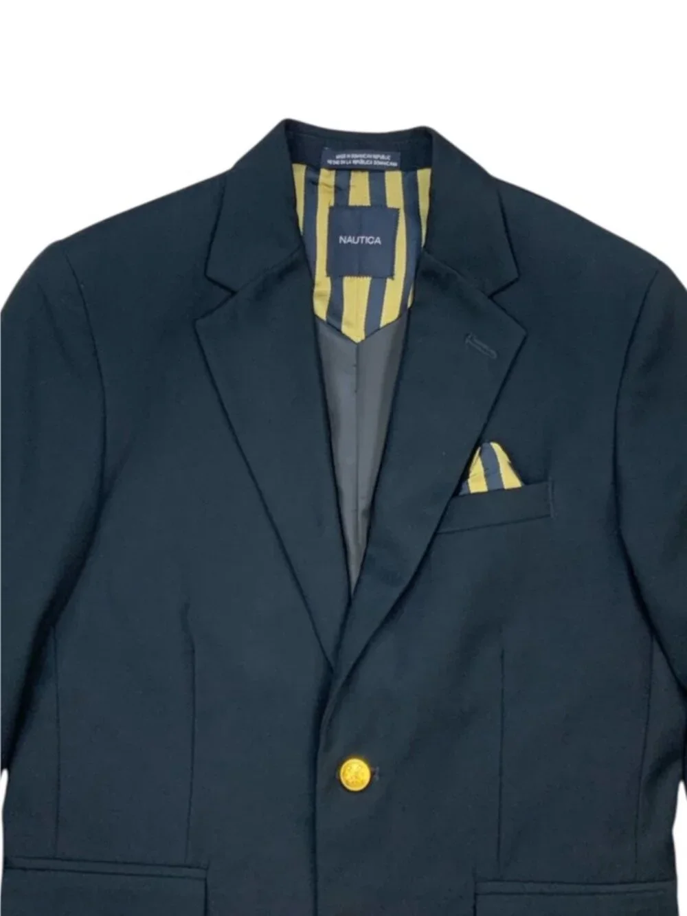 Nautica Boys Brass Button Blazer Jacket 12 Navy Blue